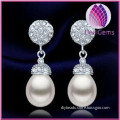 2015 new 925 sterling silver freshwater AAA 9-10mm pearl earring with cz stone
